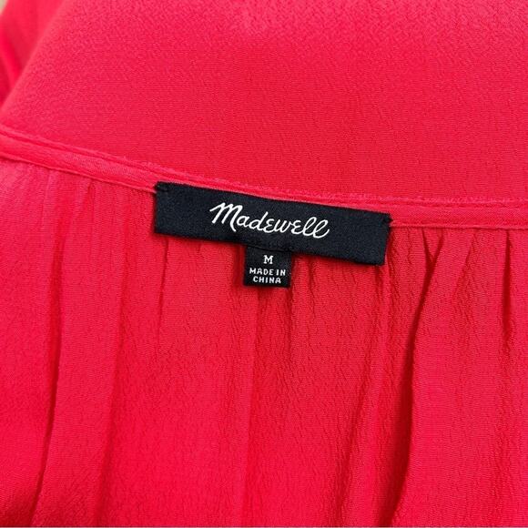 MADEWELL Mini Dress Womens Size Medium Red Ruffle Sleeve Crepe Lightweight Flowy - Picture 6 of 7